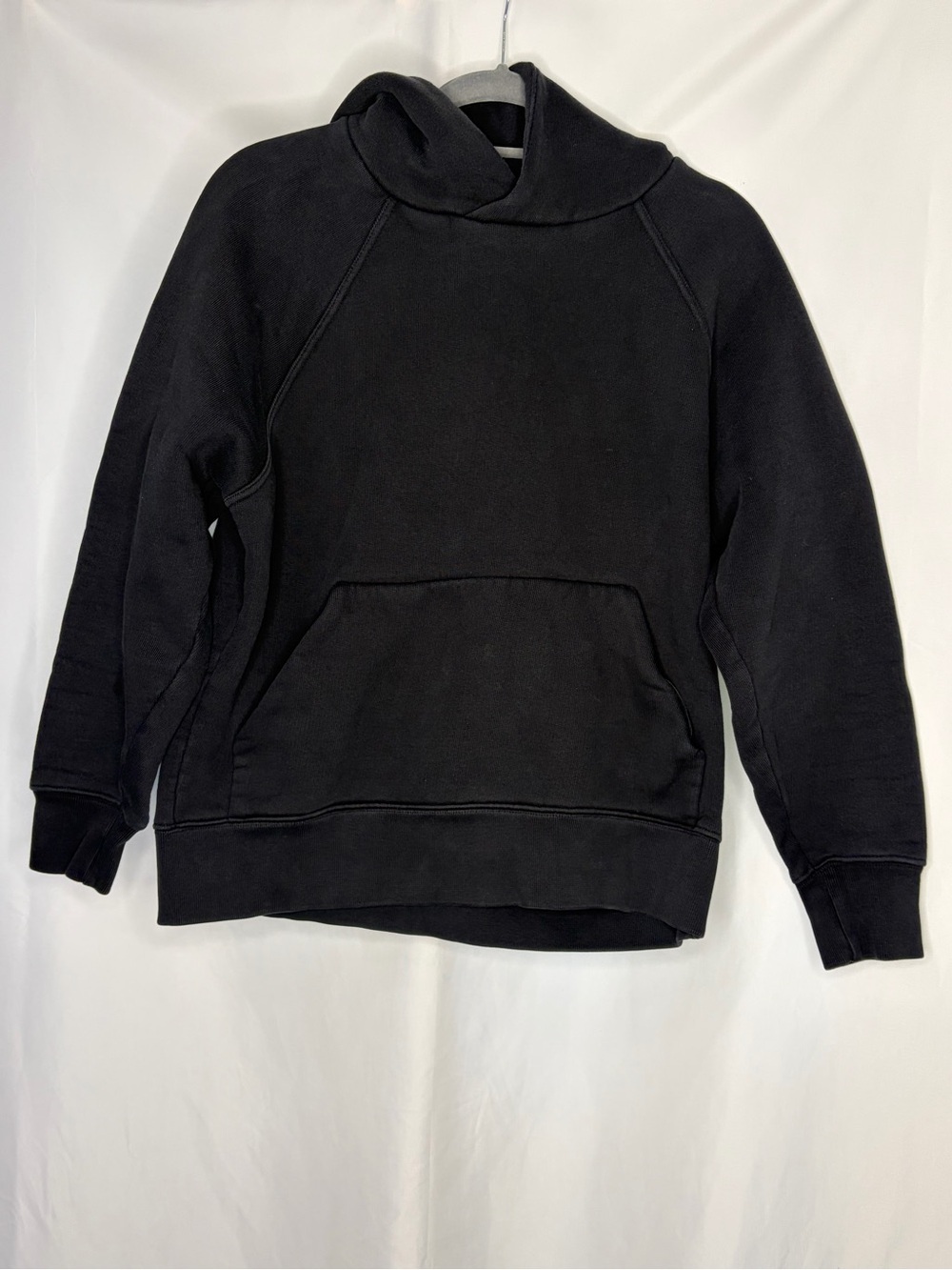Zara Heavyweight Black Funnel Neck Hoodie Sweatshirt Size Small